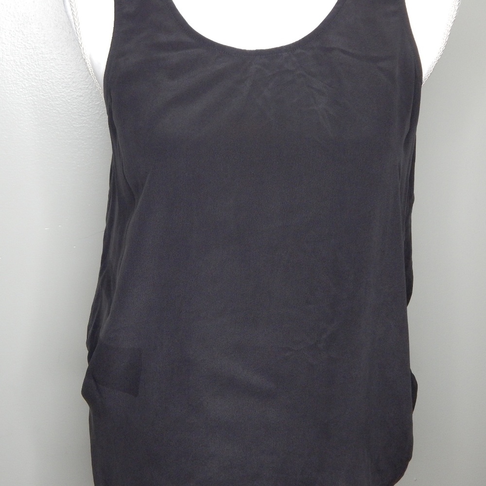 everlane women silk sleeveless shirt sz sm black